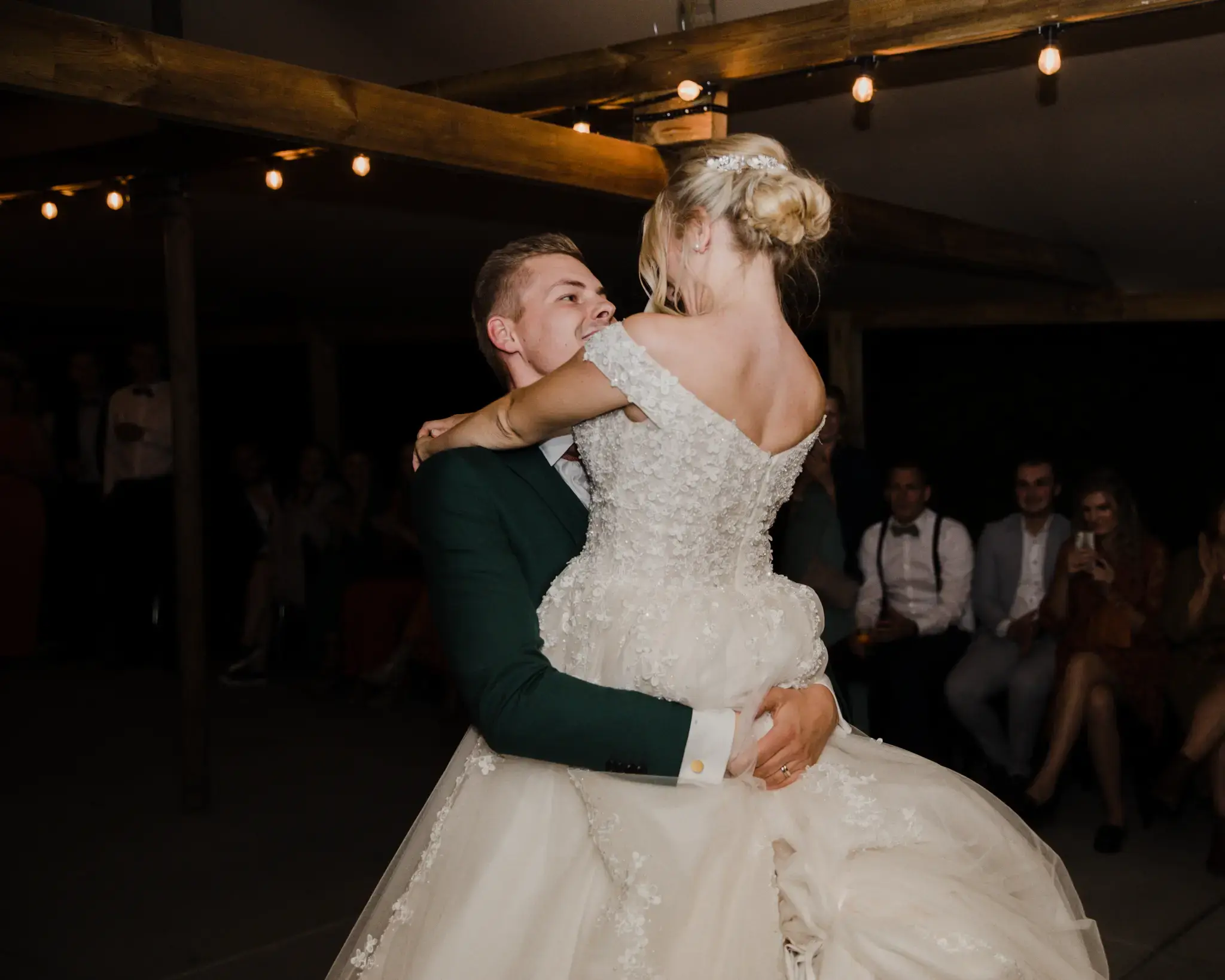 Wedding photography by Bert Van Den Eeckhaut — happy couple dancing